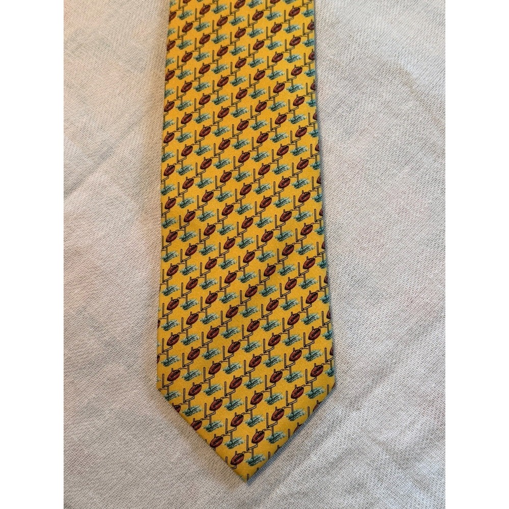 V Foundation Chris Berman Silk Tie Football Novelty Yellow Game Day